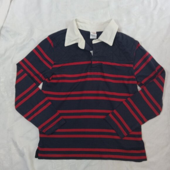 Gymboree Boys 10 Aviator School Red Blue Striped Rugby Shirt Long Sleeve Vintage - Picture 2 of 9